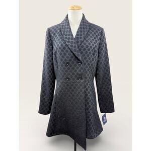 Doncaster Collection Textured Dot Shimmer, Double Breasted Overcoat, Size 10